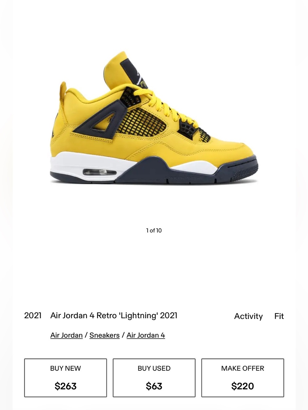 Jordan 4 Retro "Yellow" sneakers. will come without original box.